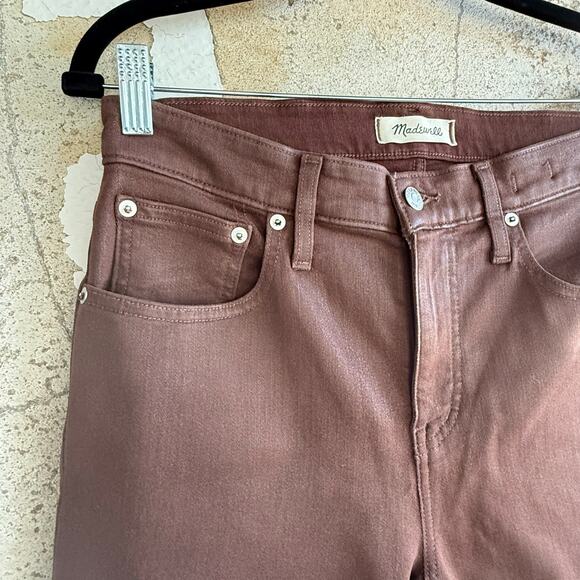Madewell Denim Womens 28 Mid Rise Kick Out Jeans Coated Brown Stretch Bootcut - Picture 4 of 10